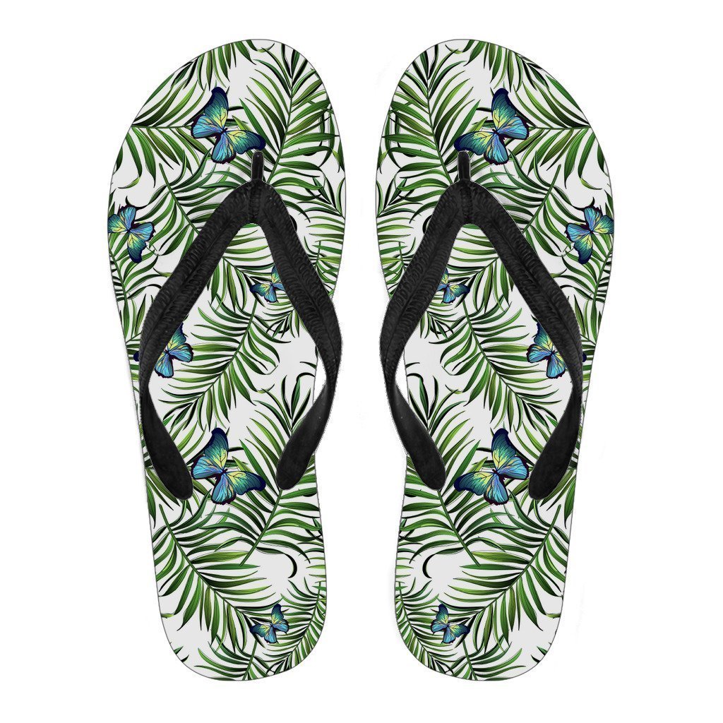 Tropical Butterfly Pattern Print Men's Flip Flops