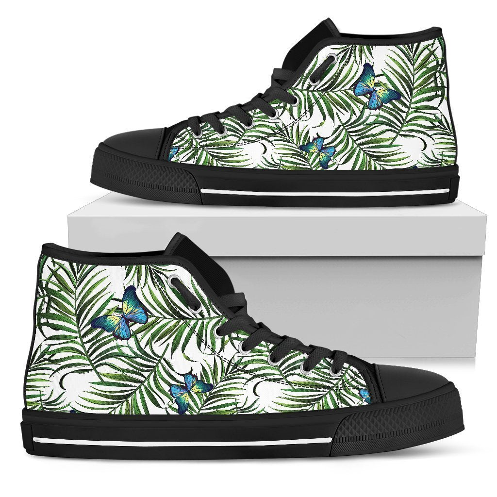 Tropical Butterfly Pattern Print Men's High Top Shoes