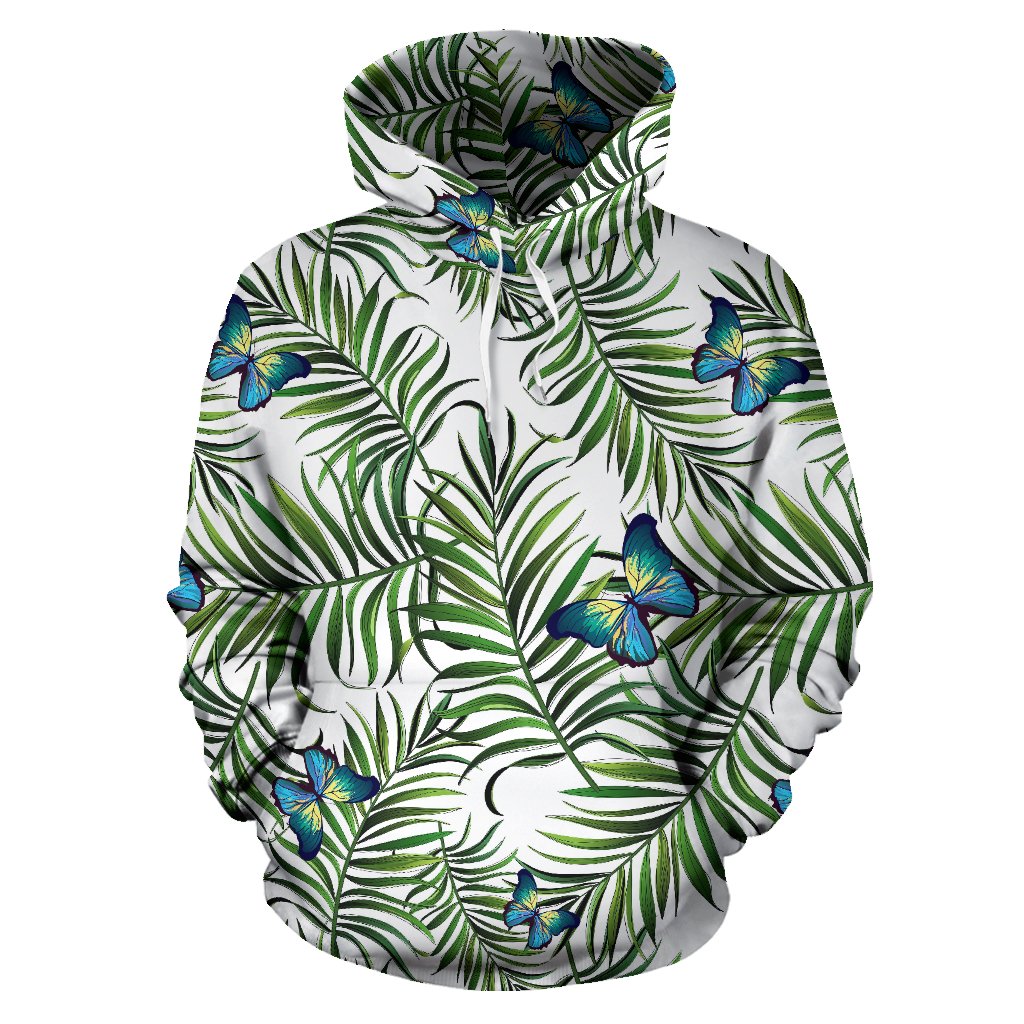 Tropical Butterfly Pattern Print Pullover Hoodie