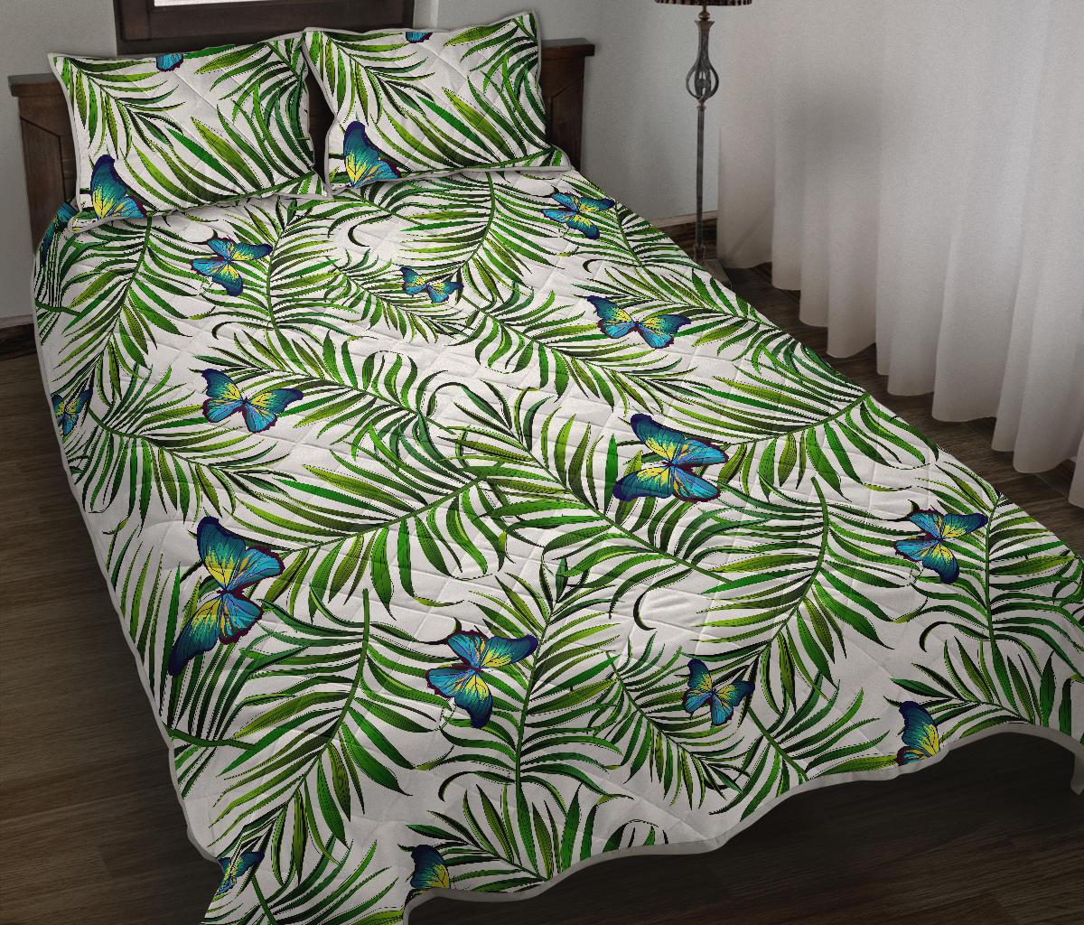 Tropical Butterfly Pattern Print Quilt Bed Set