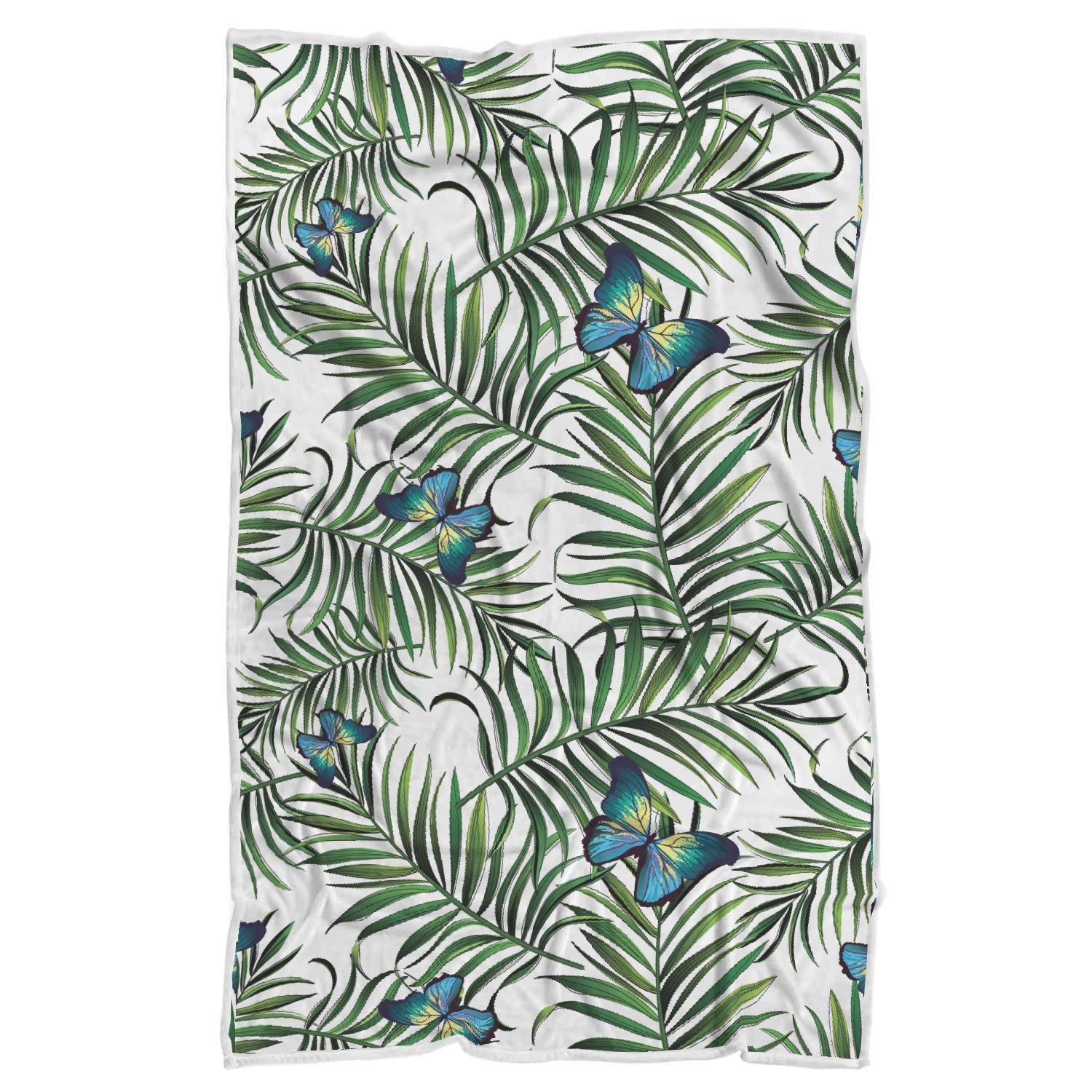 Tropical Butterfly Pattern Print Sherpa Blanket