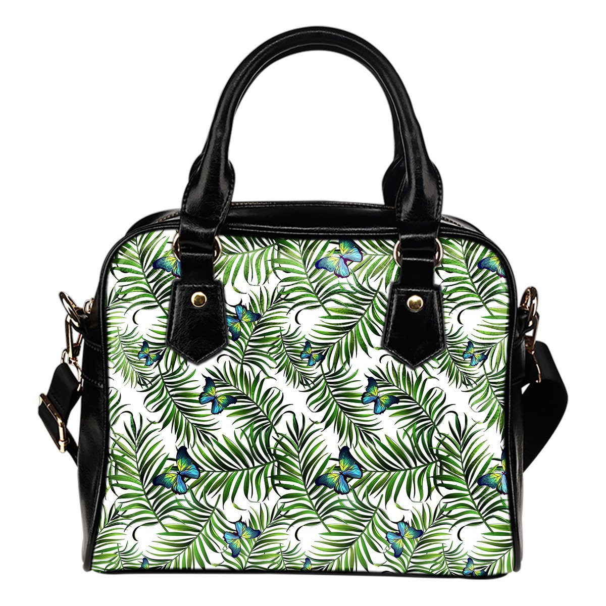 Tropical Butterfly Pattern Print Shoulder Handbag