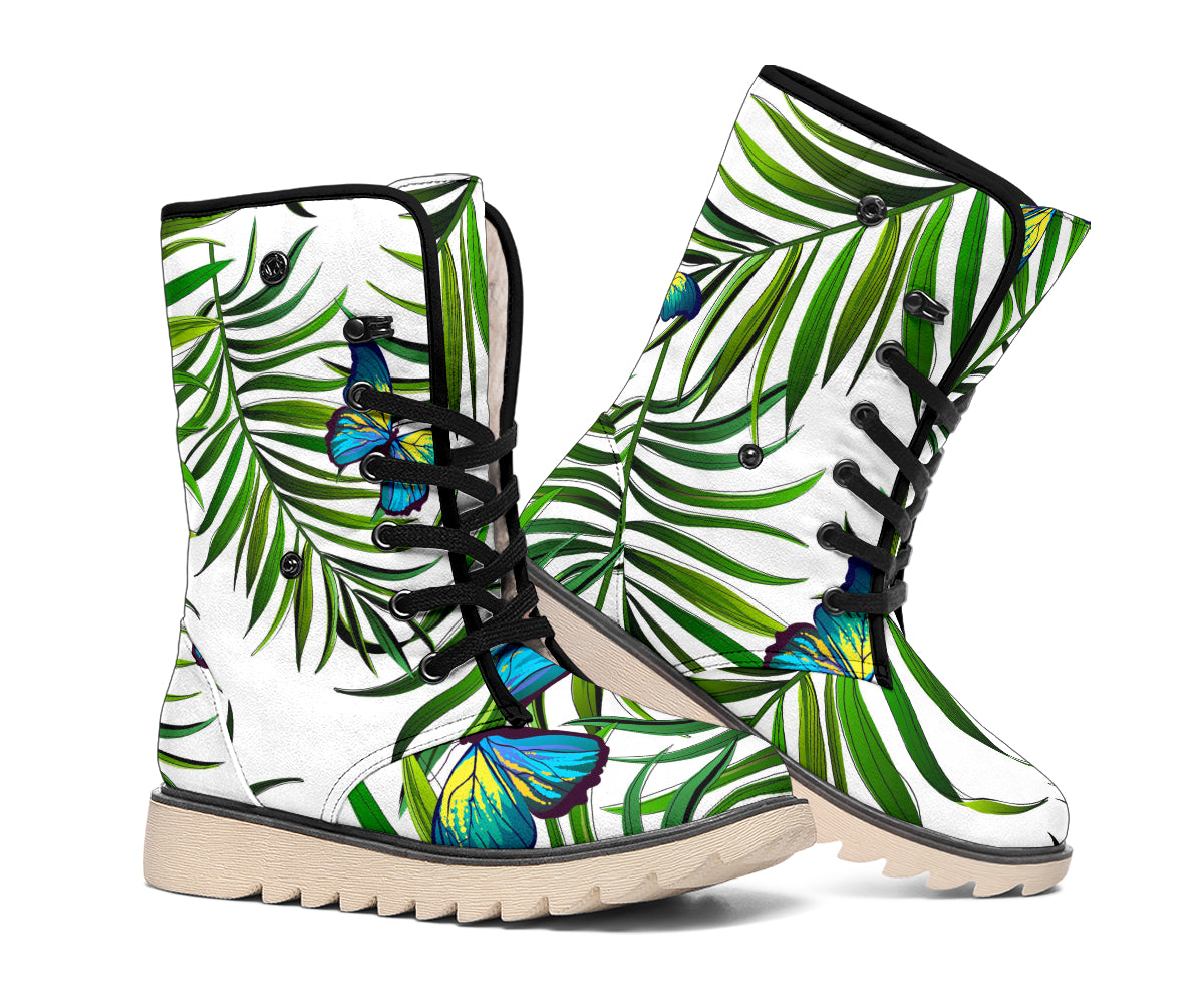 Tropical Butterfly Pattern Print Winter Boots