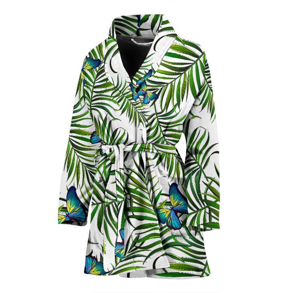 Tropical Butterfly Pattern Print Women's Bathrobe