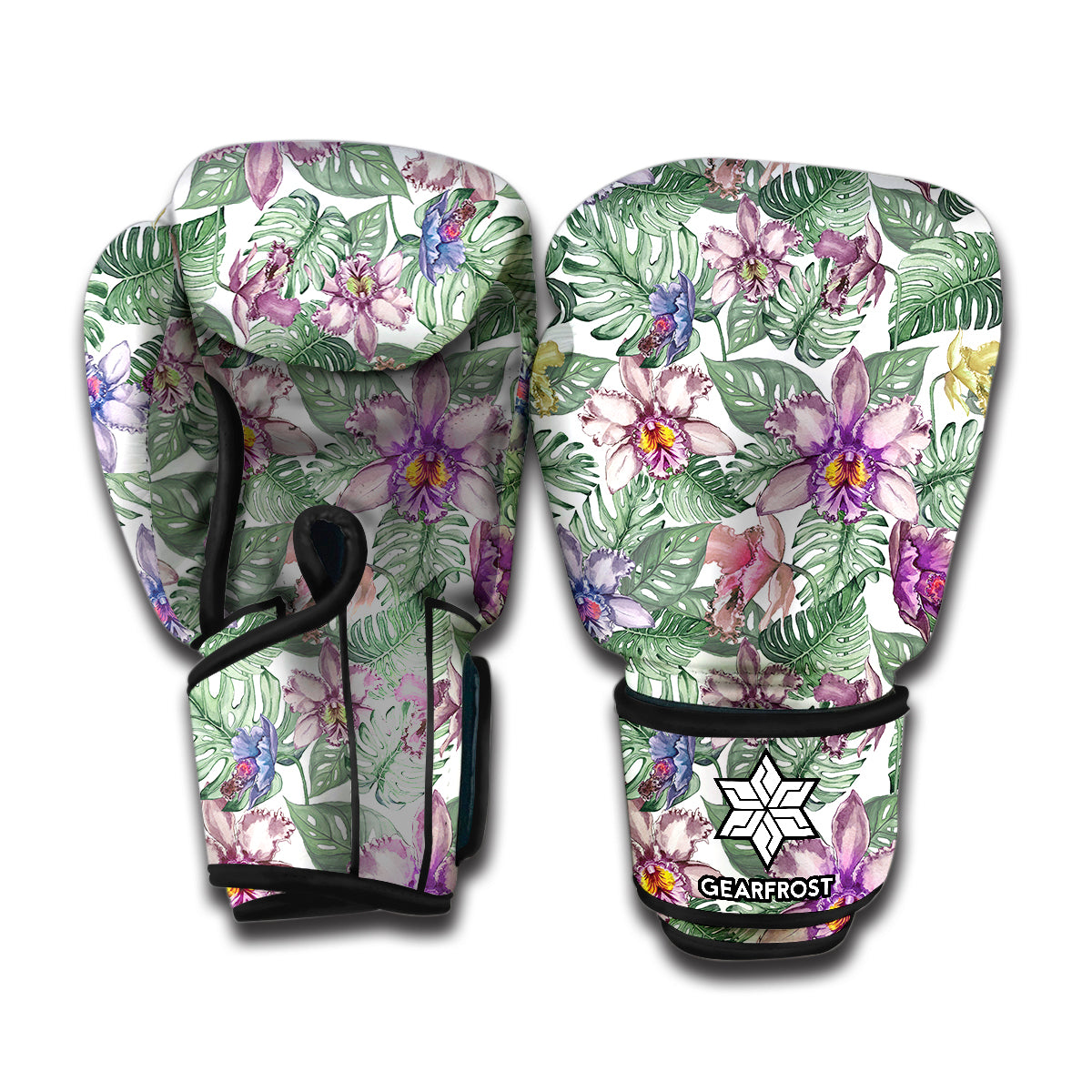 Tropical Cattleya Pattern Print Boxing Gloves