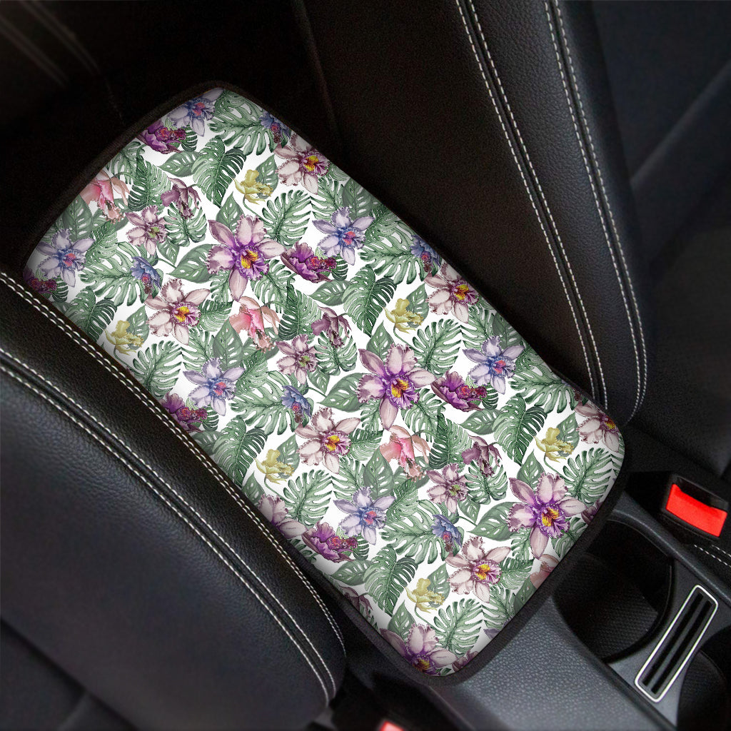 Tropical Cattleya Pattern Print Car Center Console Cover