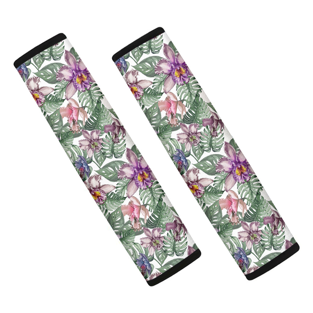 Tropical Cattleya Pattern Print Car Seat Belt Covers