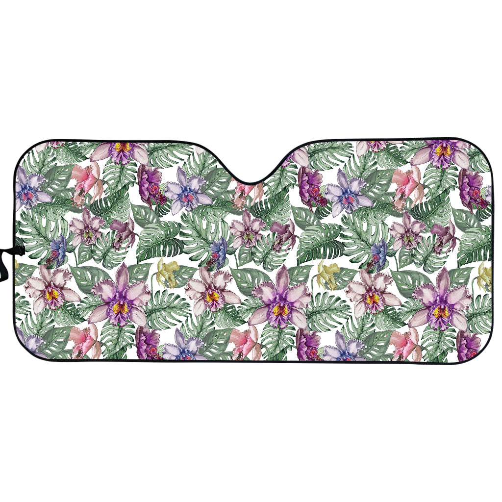 Tropical Cattleya Pattern Print Car Sun Shade