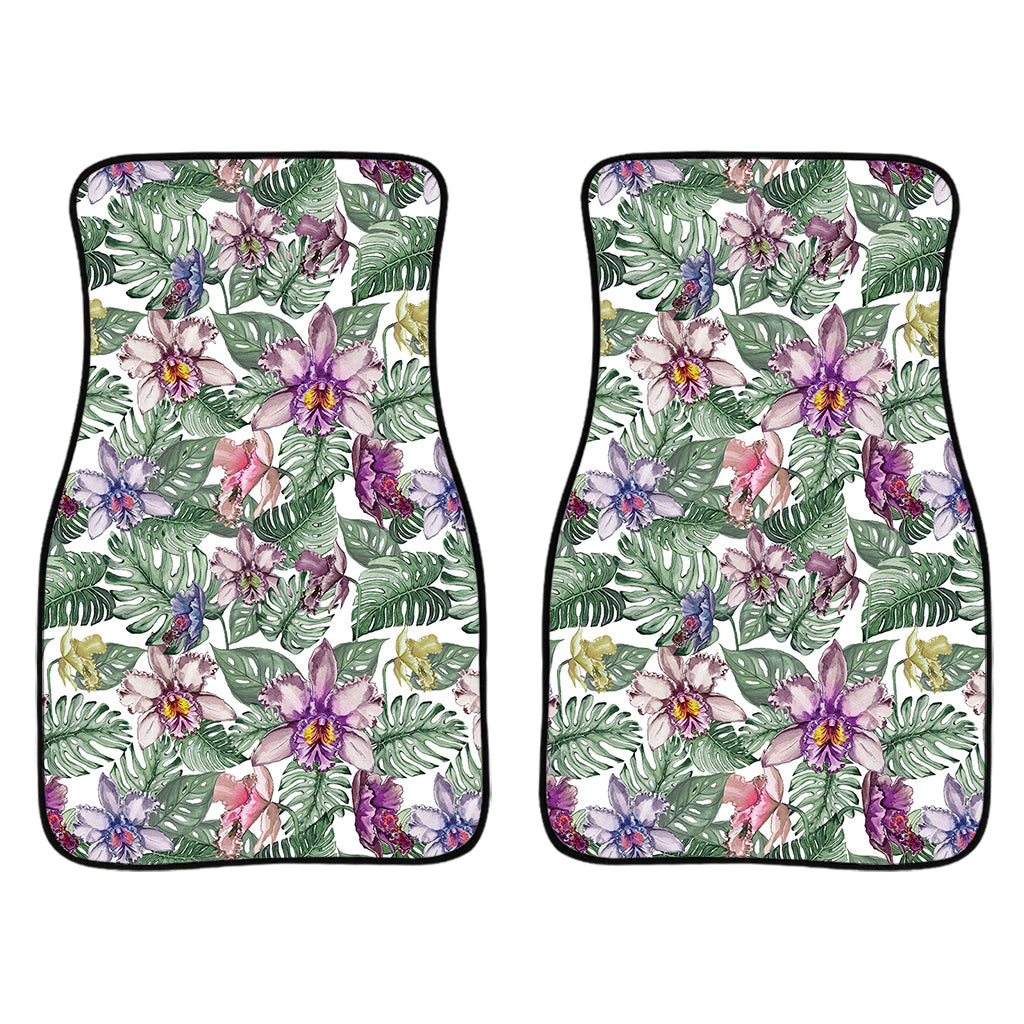 Tropical Cattleya Pattern Print Front Car Floor Mats