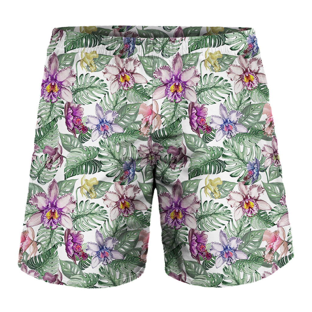 Tropical Cattleya Pattern Print Men's Shorts