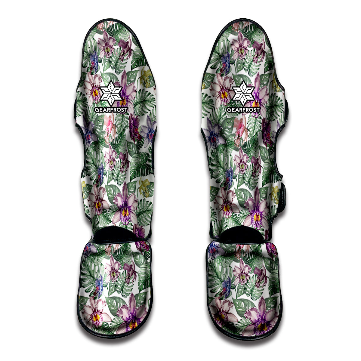 Tropical Cattleya Pattern Print Muay Thai Shin Guards