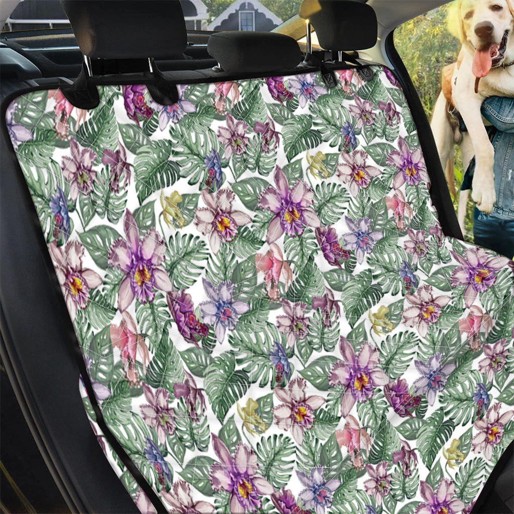 Tropical Cattleya Pattern Print Pet Car Back Seat Cover