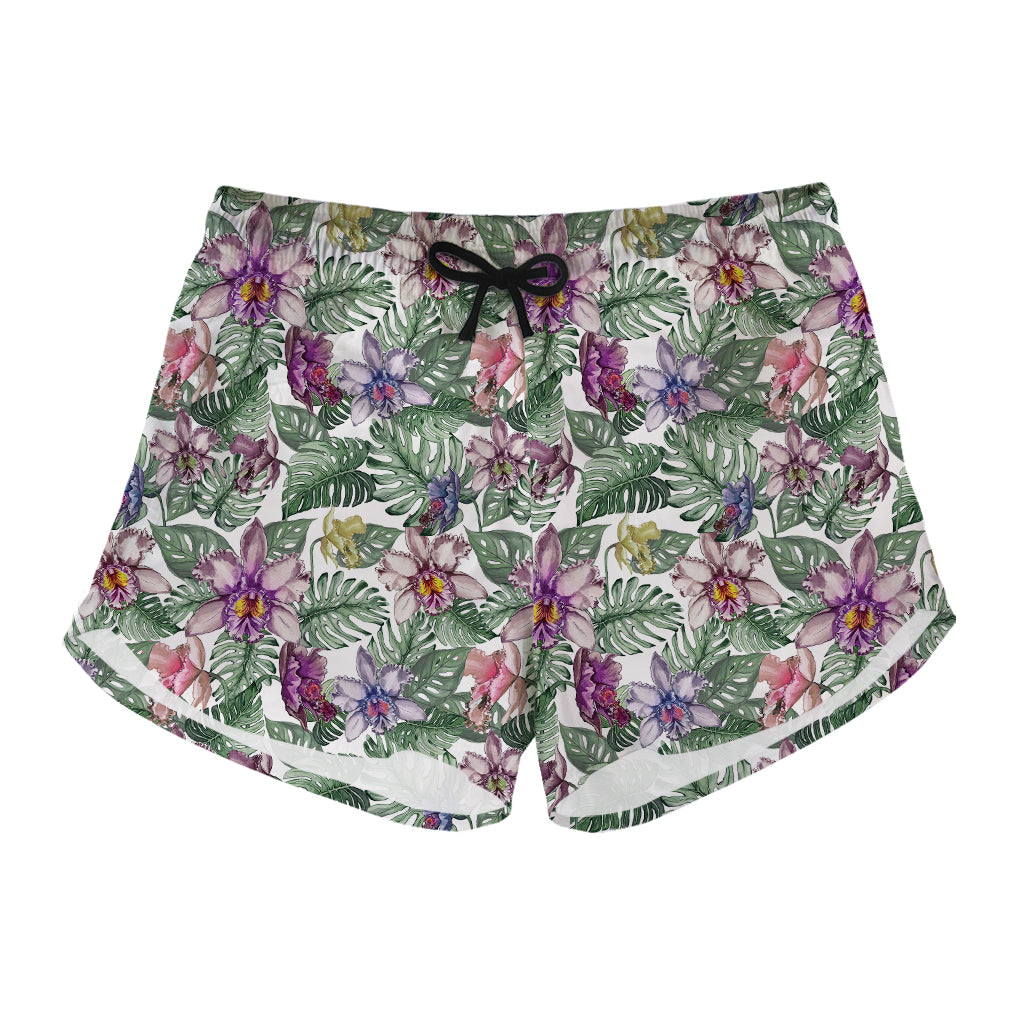 Tropical Cattleya Pattern Print Women's Shorts