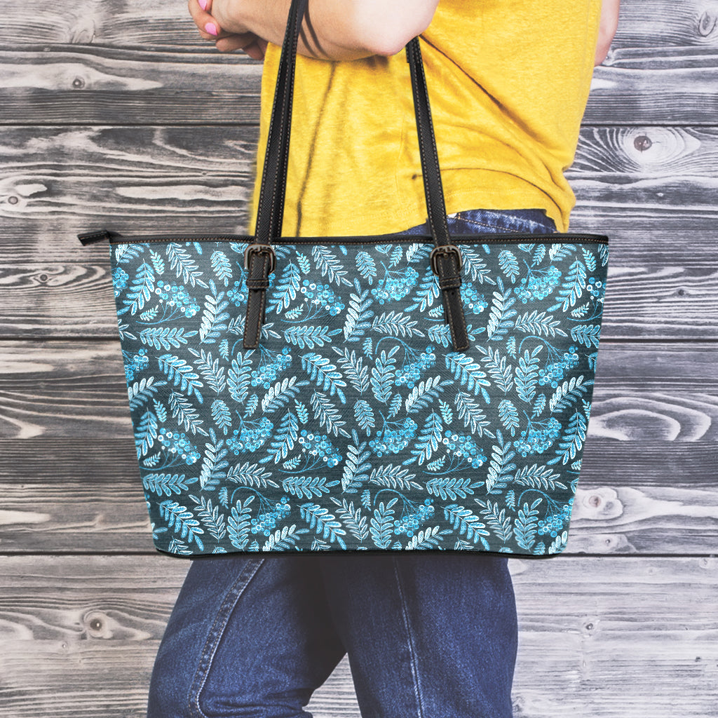 Tropical Denim Jeans Pattern Print Leather Tote Bag