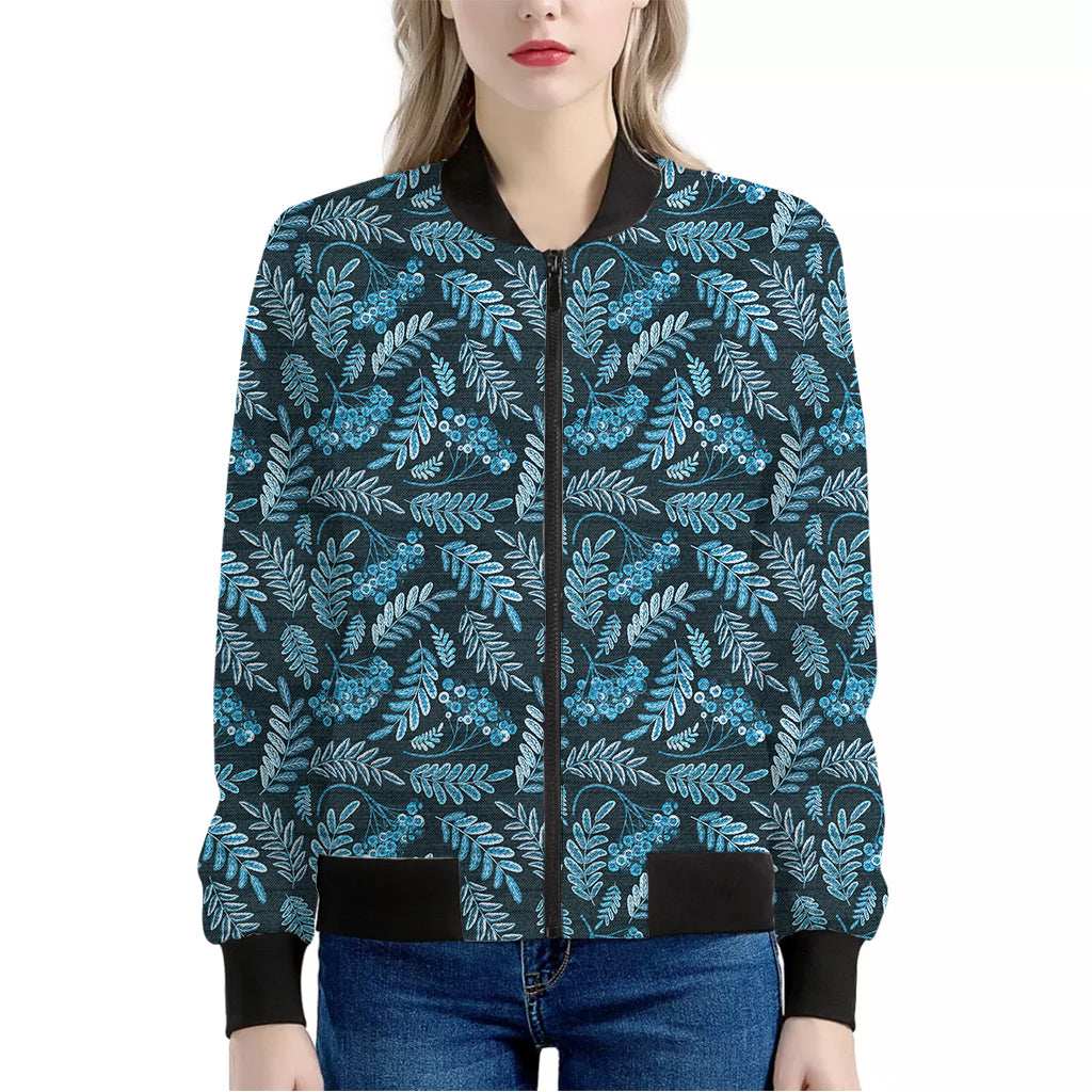 Tropical Denim Jeans Pattern Print Women's Bomber Jacket