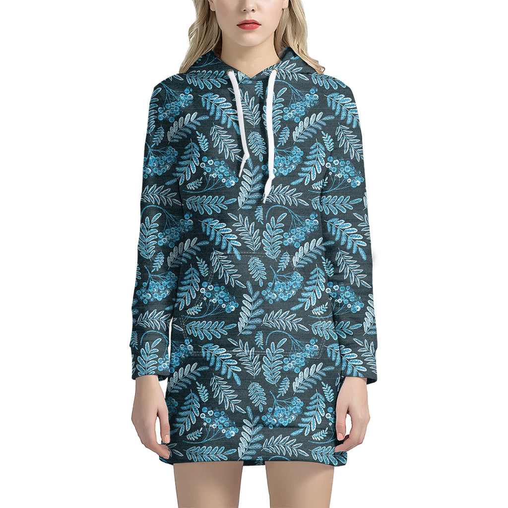 Tropical Denim Jeans Pattern Print Women's Pullover Hoodie Dress