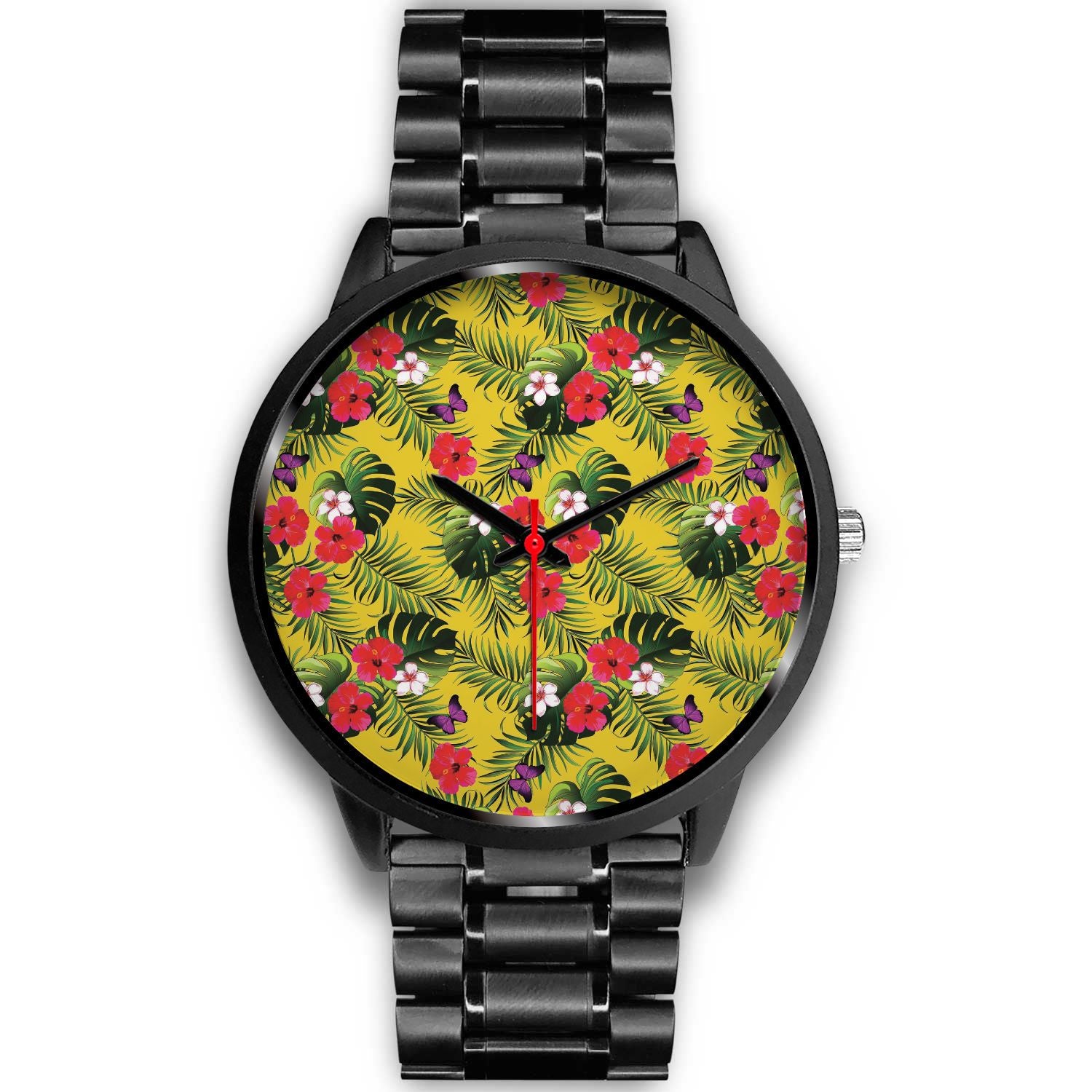 Tropical Exotic Hawaiian Pattern Print Black Watch