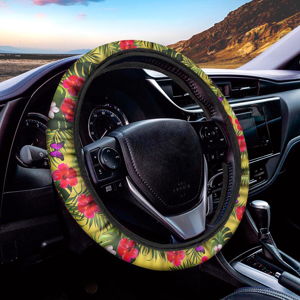 Tropical Exotic Hawaiian Pattern Print Car Steering Wheel Cover