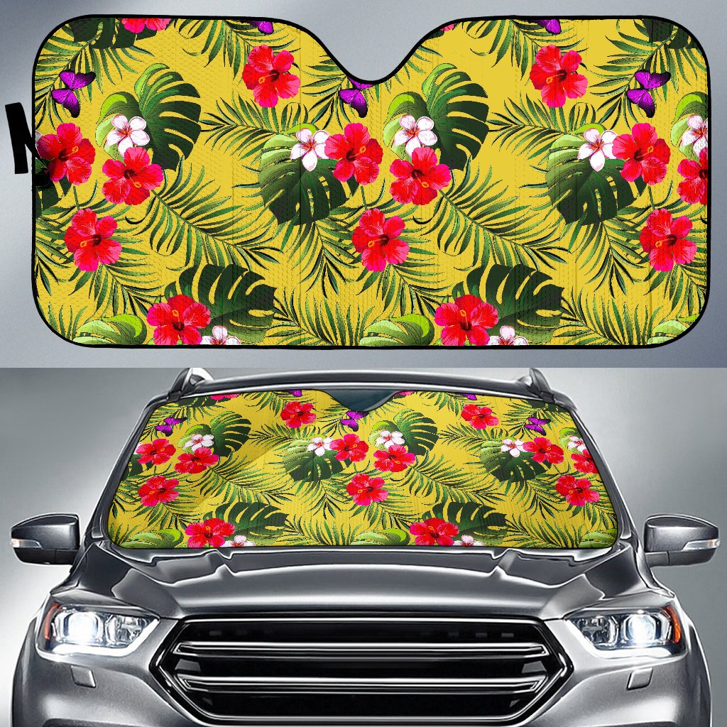 Tropical Exotic Hawaiian Pattern Print Car Sun Shade