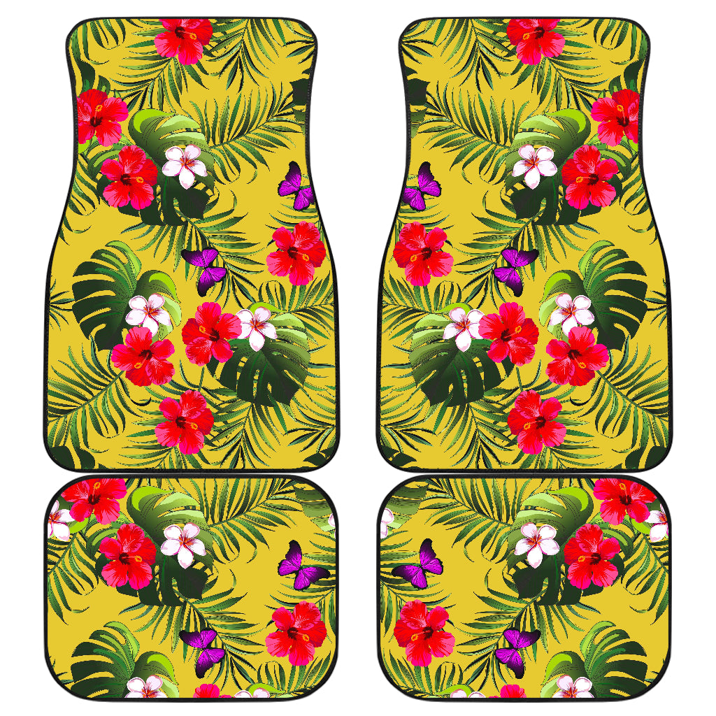 Tropical Exotic Hawaiian Pattern Print Front and Back Car Floor Mats