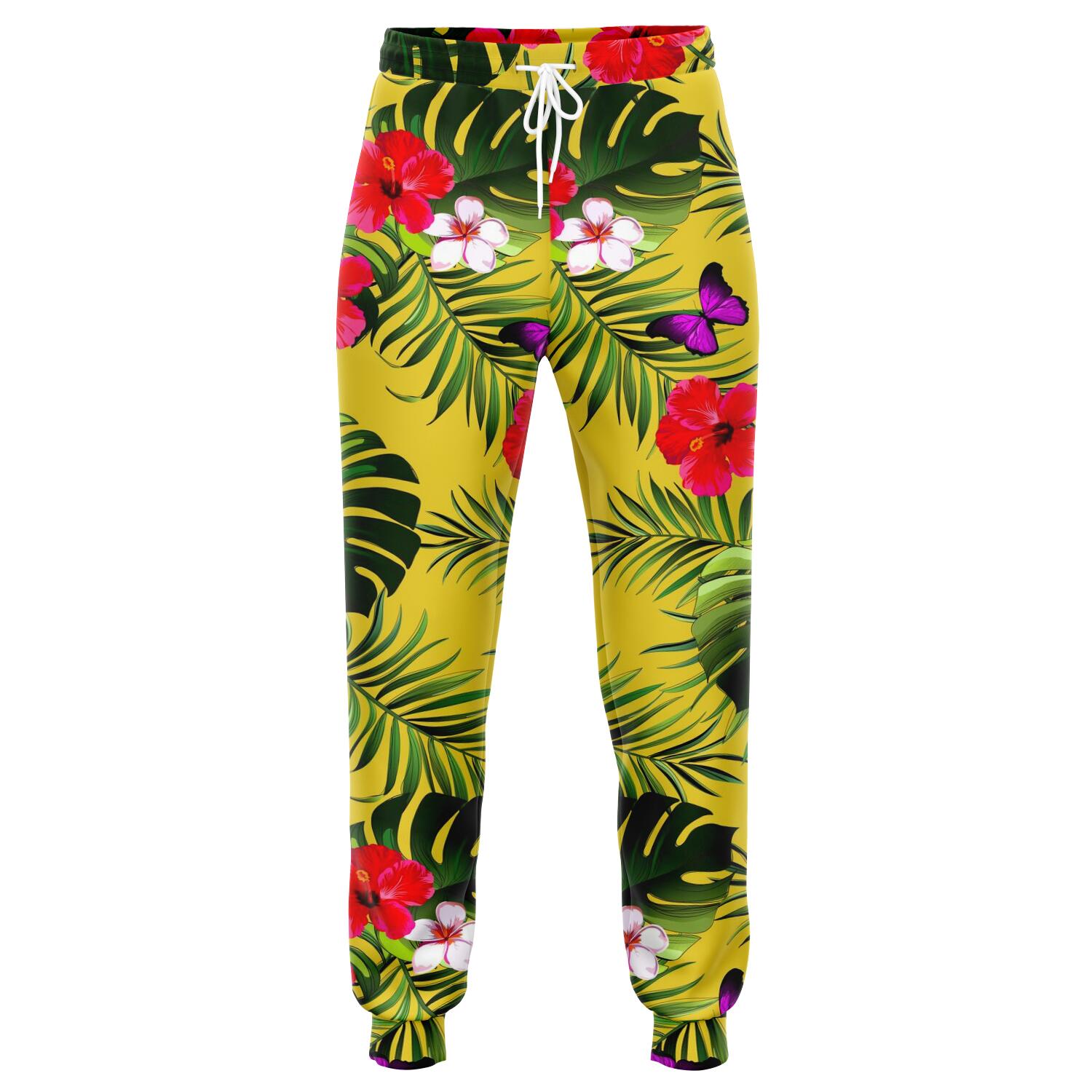 Tropical Exotic Hawaiian Pattern Print Jogger Pants