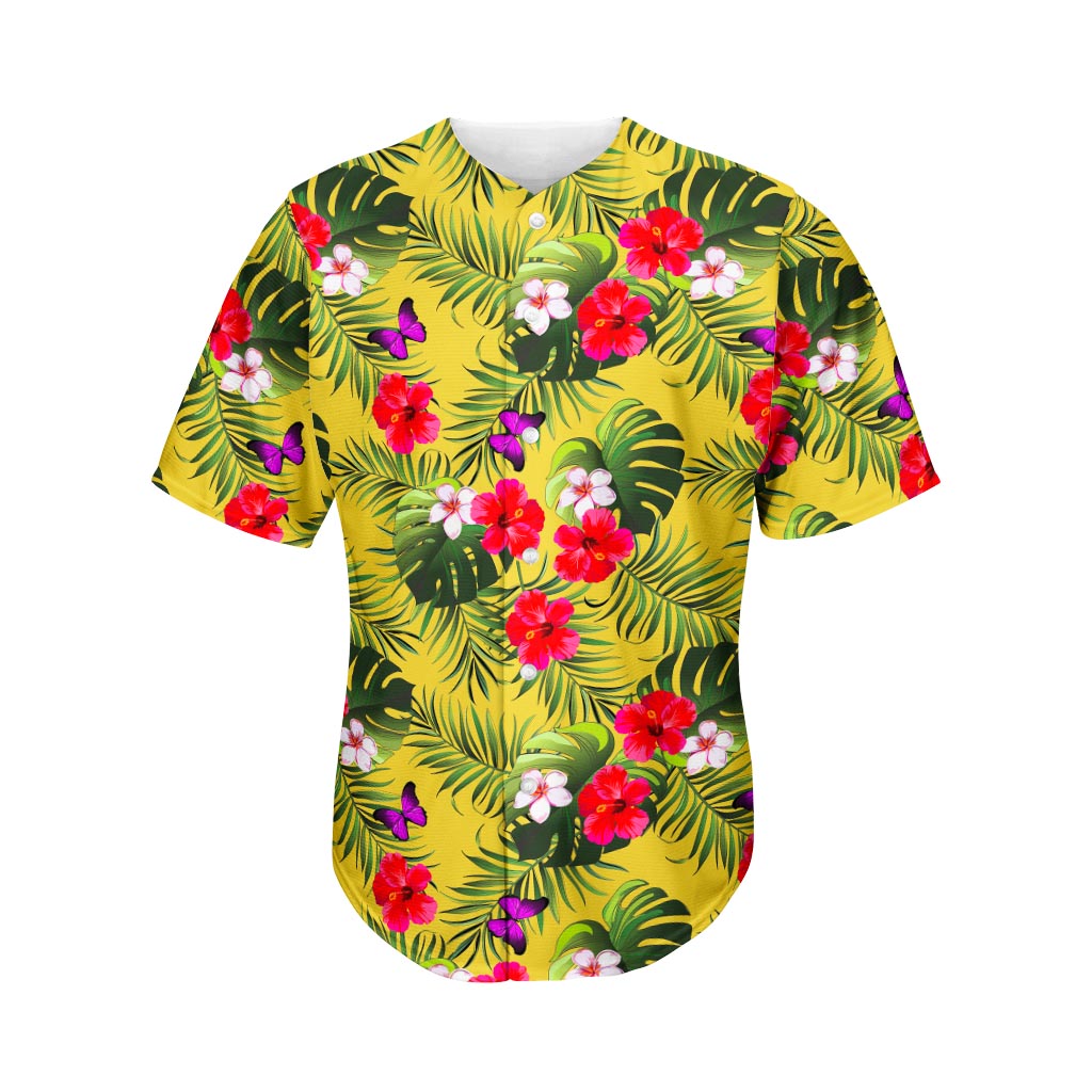 Tropical Exotic Hawaiian Pattern Print Men's Baseball Jersey