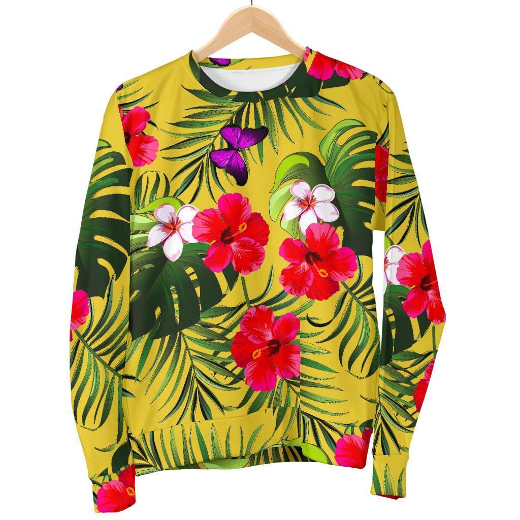 Tropical Exotic Hawaiian Pattern Print Men's Crewneck Sweatshirt