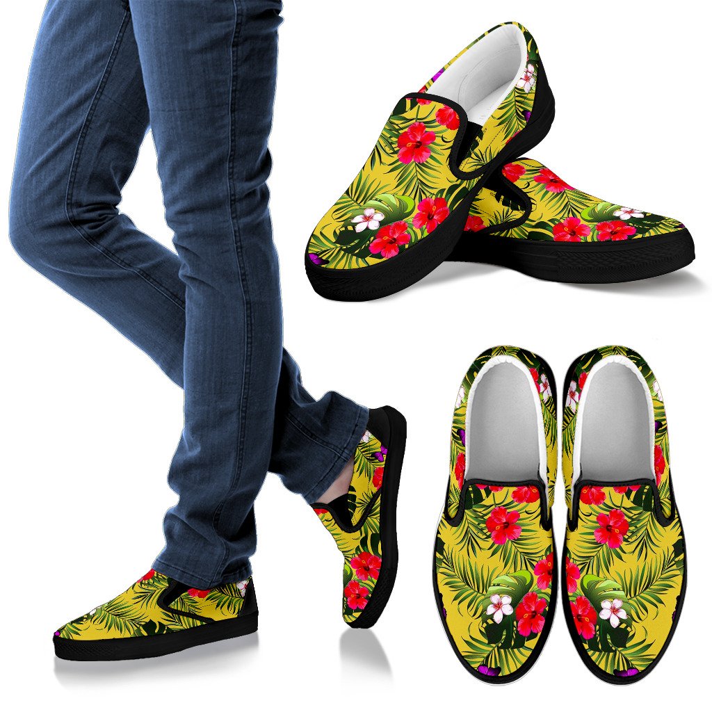 Tropical Exotic Hawaiian Pattern Print Men's Slip On Shoes