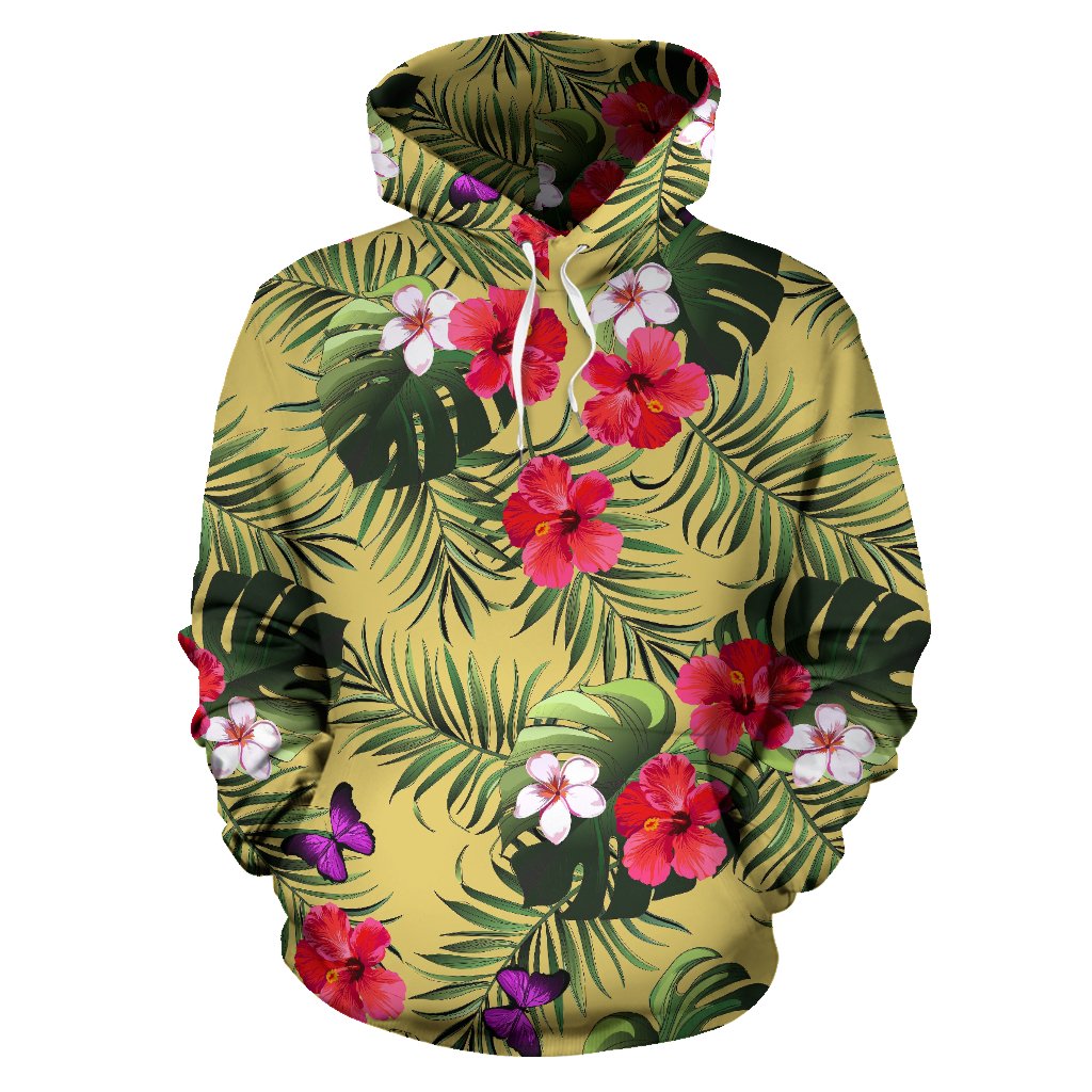 Tropical Exotic Hawaiian Pattern Print Pullover Hoodie