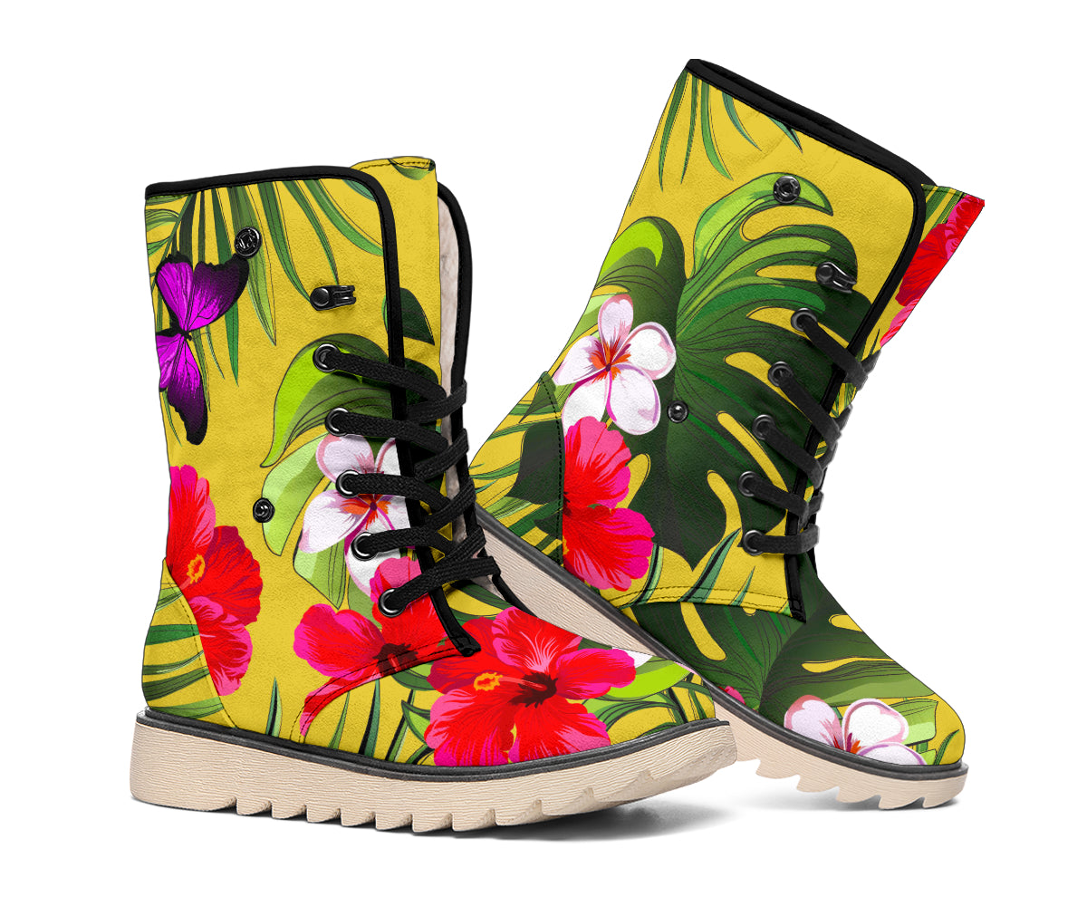 Tropical Exotic Hawaiian Pattern Print Winter Boots