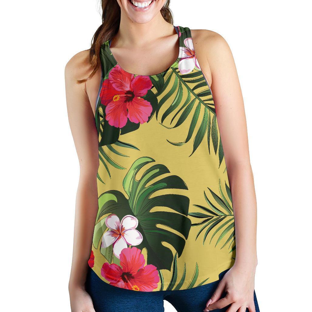 Tropical Exotic Hawaiian Pattern Print Women's Racerback Tank Top