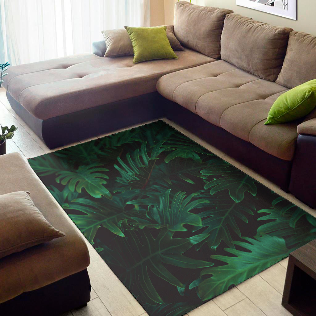 Tropical Fern Leaf Print Area Rug