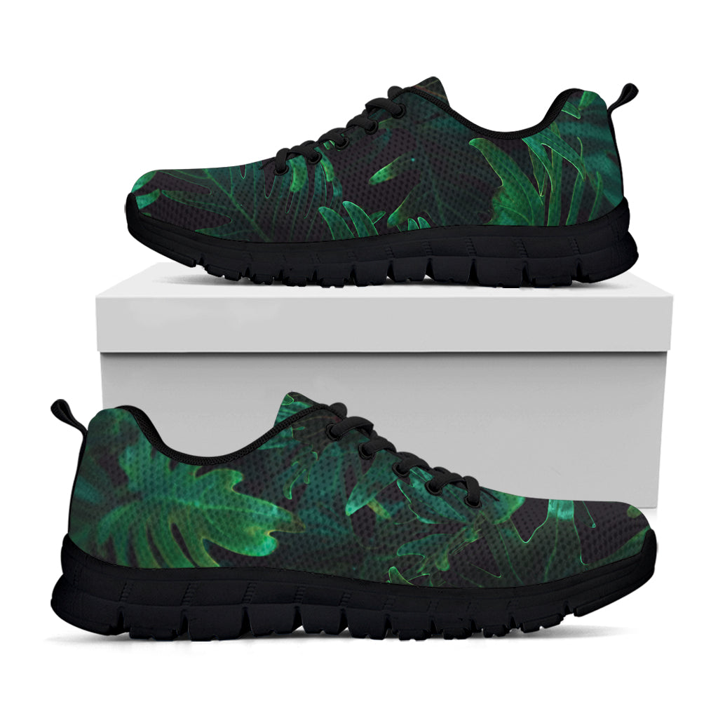 Tropical Fern Leaf Print Black Sneakers