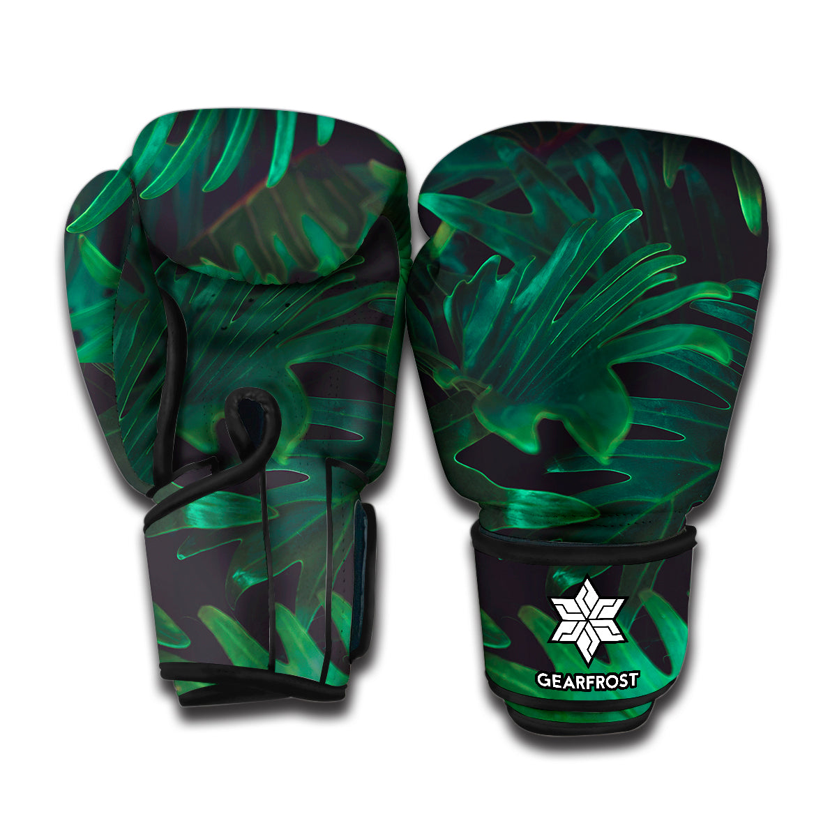 Tropical Fern Leaf Print Boxing Gloves