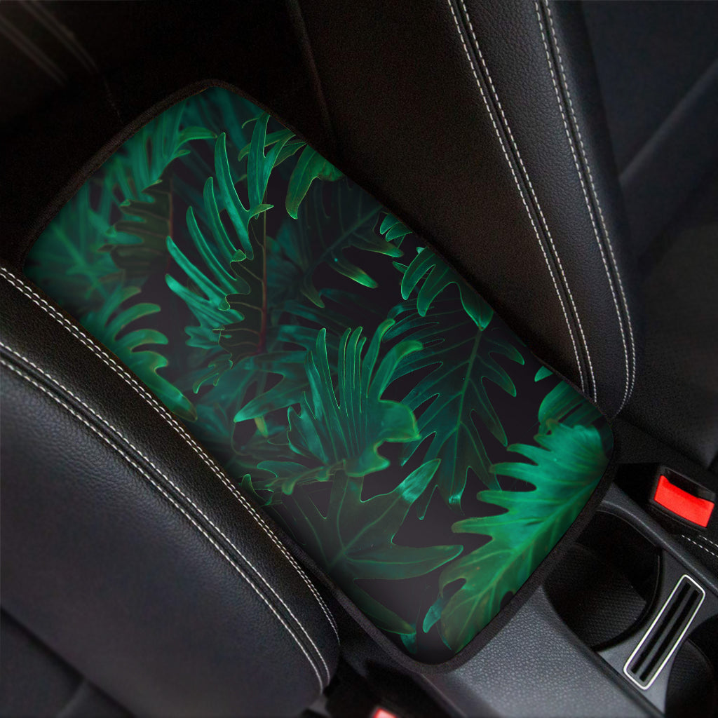 Tropical Fern Leaf Print Car Center Console Cover