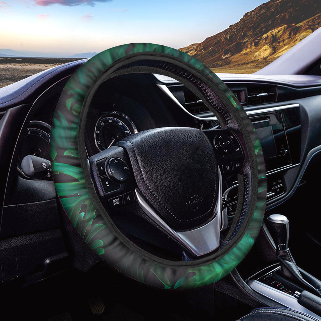 Tropical Fern Leaf Print Car Steering Wheel Cover