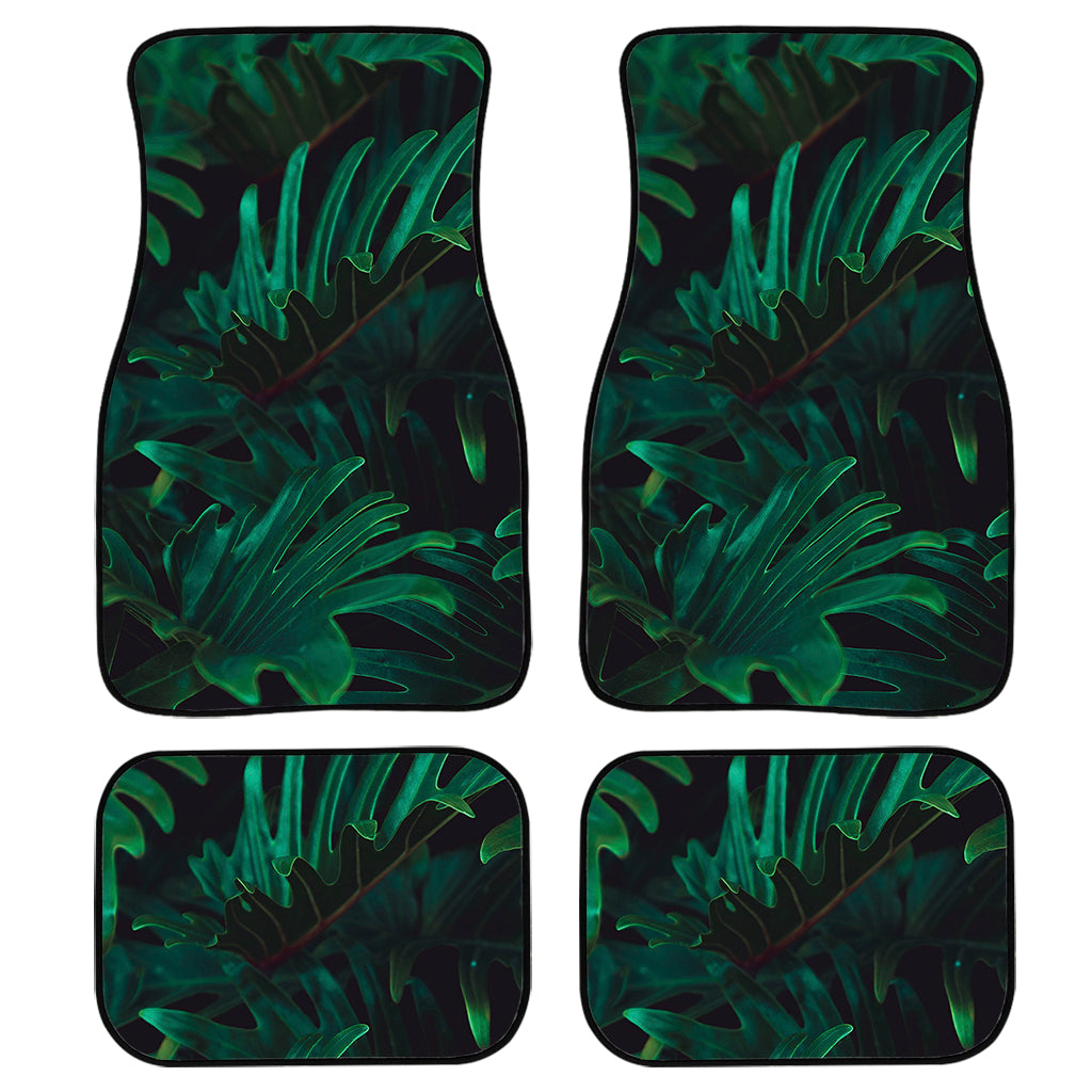 Tropical Fern Leaf Print Front and Back Car Floor Mats