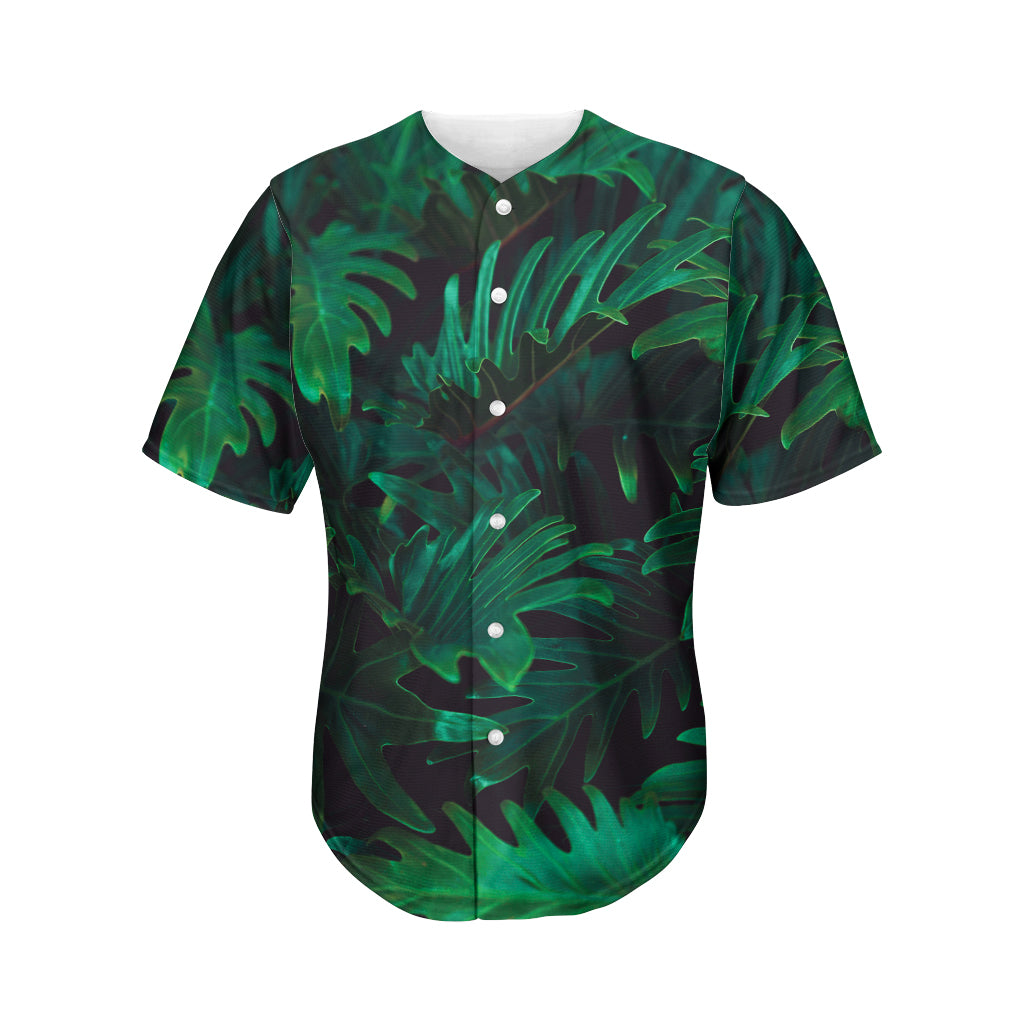 Tropical Fern Leaf Print Men's Baseball Jersey