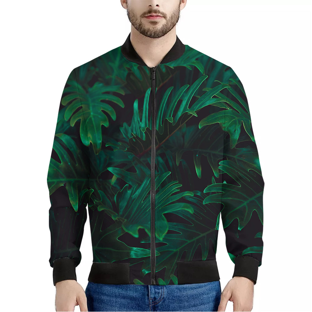 Tropical Fern Leaf Print Men's Bomber Jacket