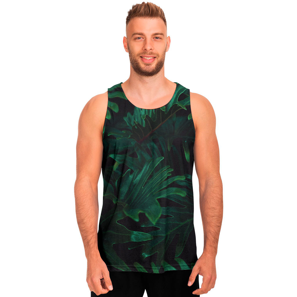 Tropical Fern Leaf Print Men's Tank Top