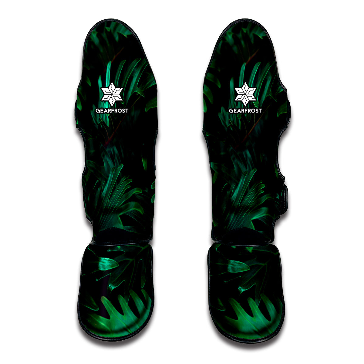 Tropical Fern Leaf Print Muay Thai Shin Guards