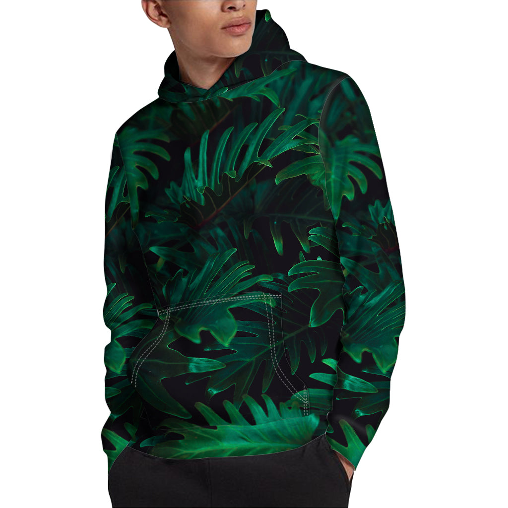 Tropical Fern Leaf Print Pullover Hoodie