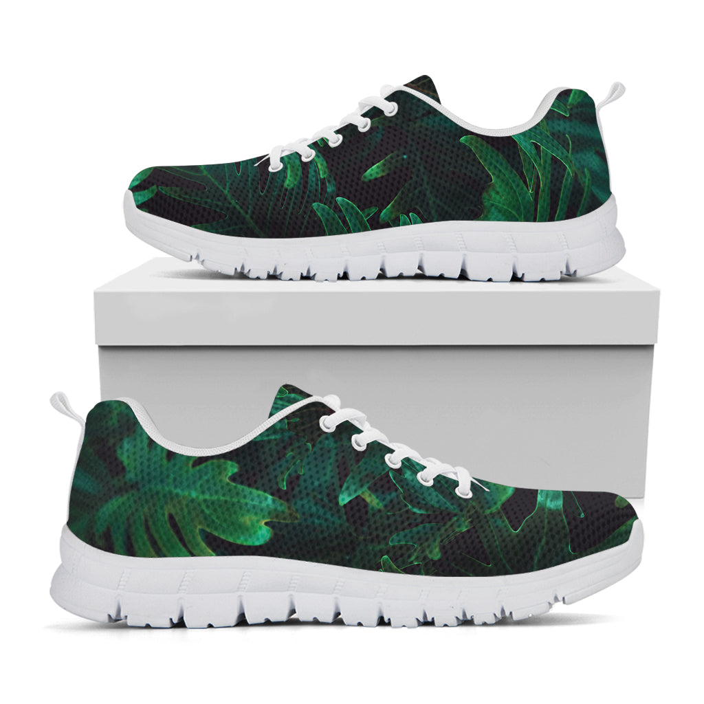 Tropical Fern Leaf Print White Sneakers