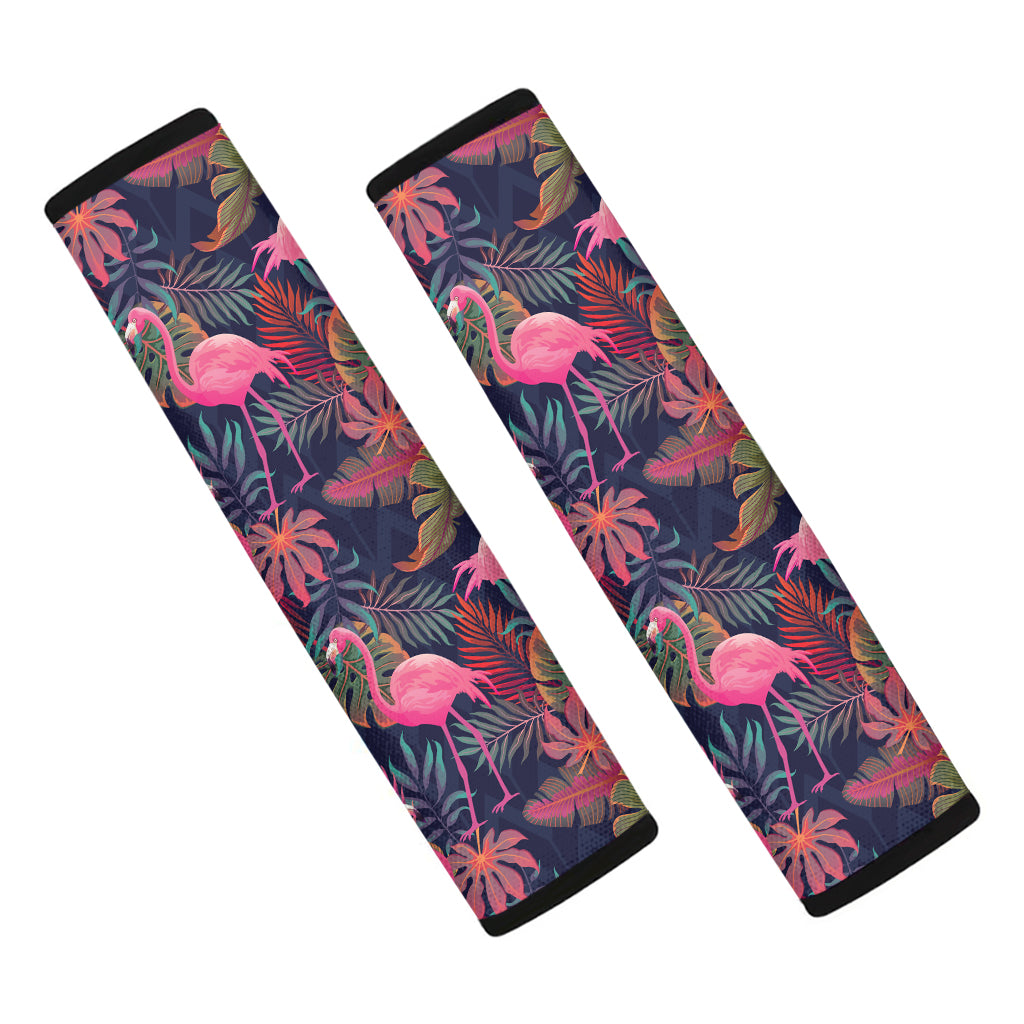 Tropical Flamingo Aloha Pattern Print Car Seat Belt Covers