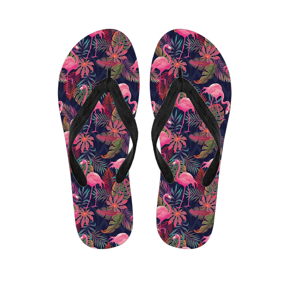 Tropical Flamingo Aloha Pattern Print Flip Flops