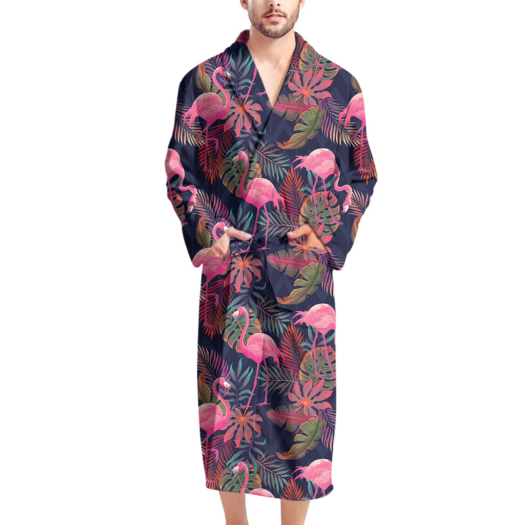 Tropical Flamingo Aloha Pattern Print Men's Bathrobe