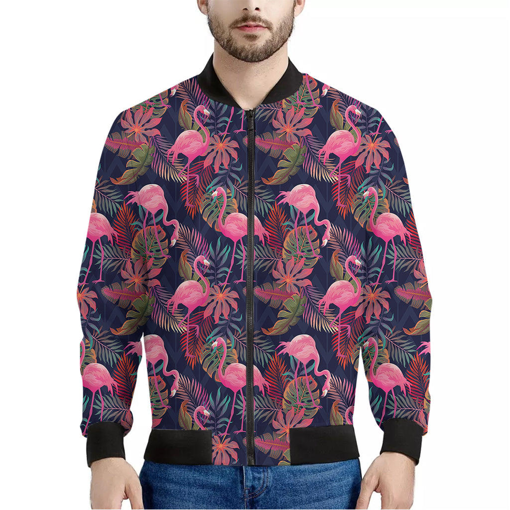 Tropical Flamingo Aloha Pattern Print Men's Bomber Jacket