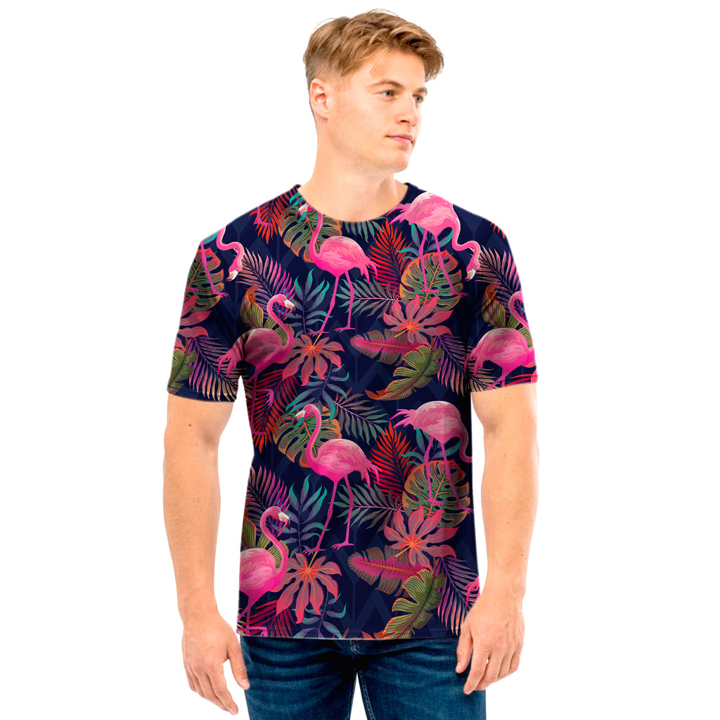 Tropical Flamingo Aloha Pattern Print Men's T-Shirt