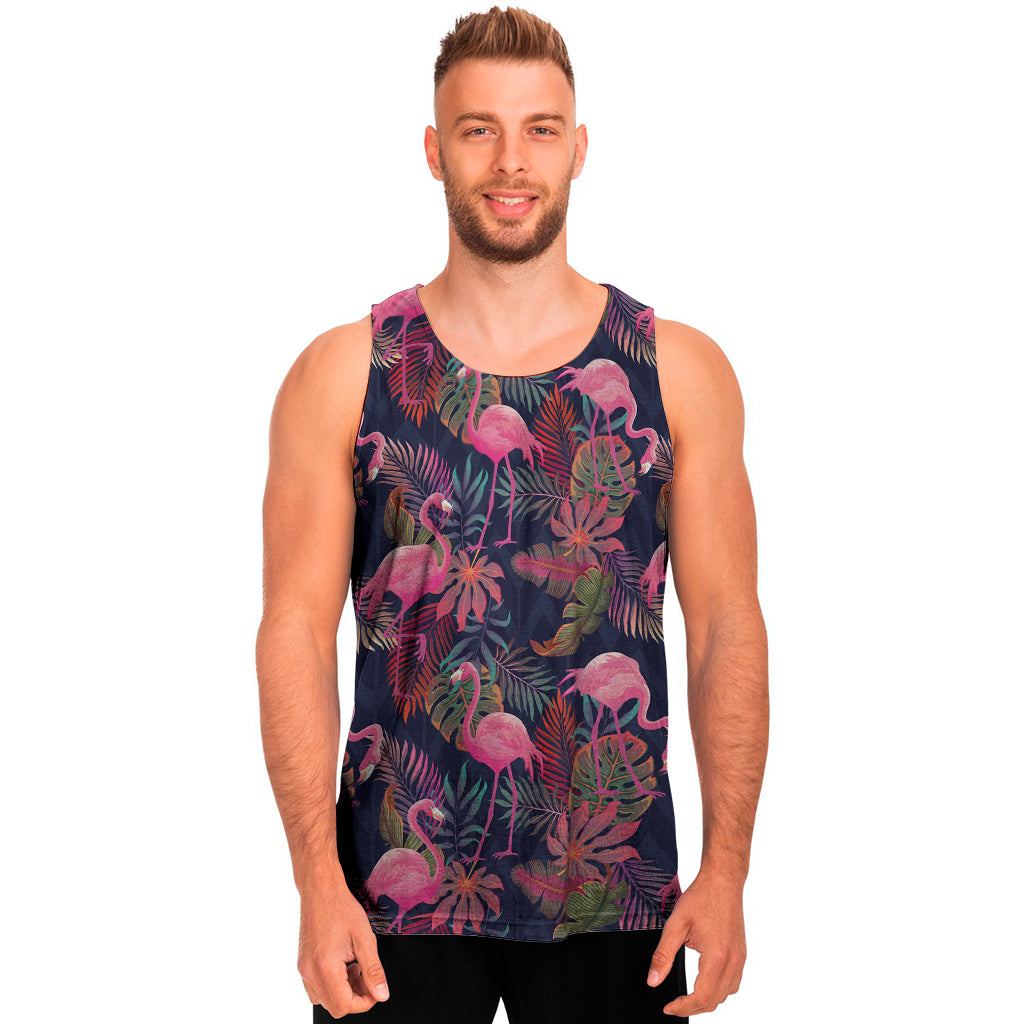 Tropical Flamingo Aloha Pattern Print Men's Tank Top