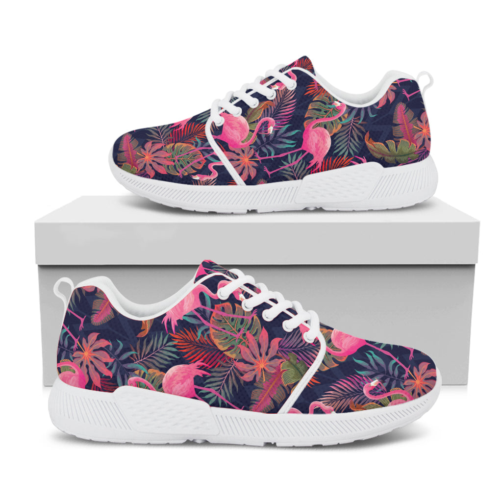 Tropical Flamingo Aloha Pattern Print White Athletic Shoes